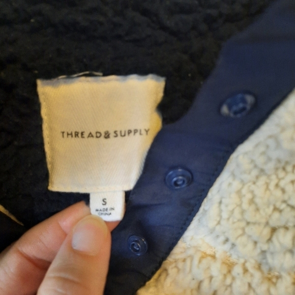 Thread & Supply cream T-snap pullover sherpa long sleeve shirt jacket - Picture 8 of 8